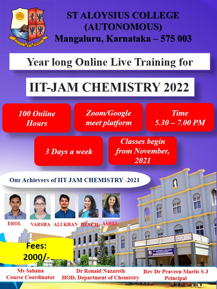 Online Training Programme for IIT-JAM in Chemistry – 2022